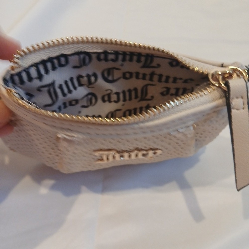 Juicy Couture‎ Y2K Sequin Wristlet Bag Off White Logo Glam Mini Purse Bling - Picture 5 of 15